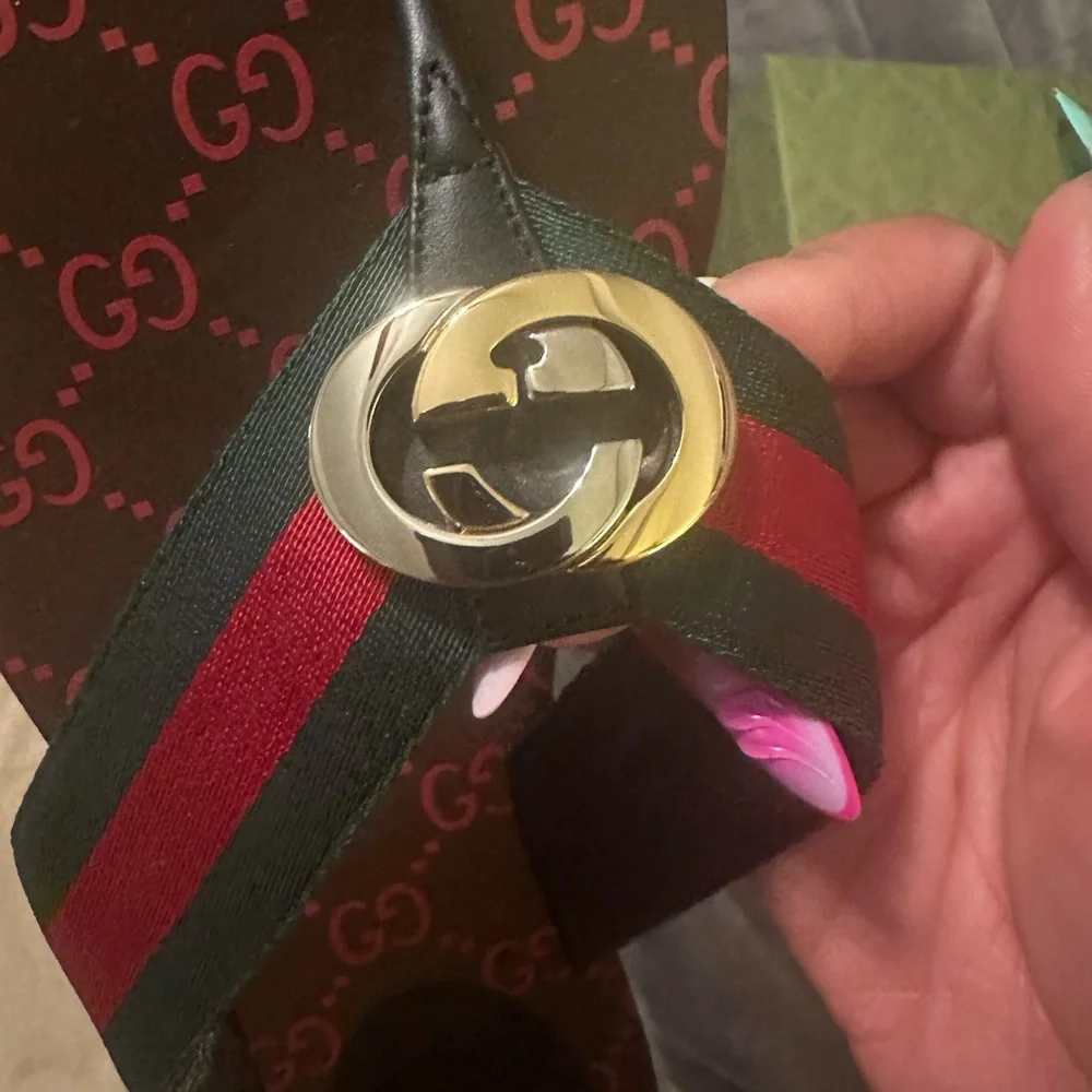 NEW Gucci Black & Brown Interlocking GG Slides